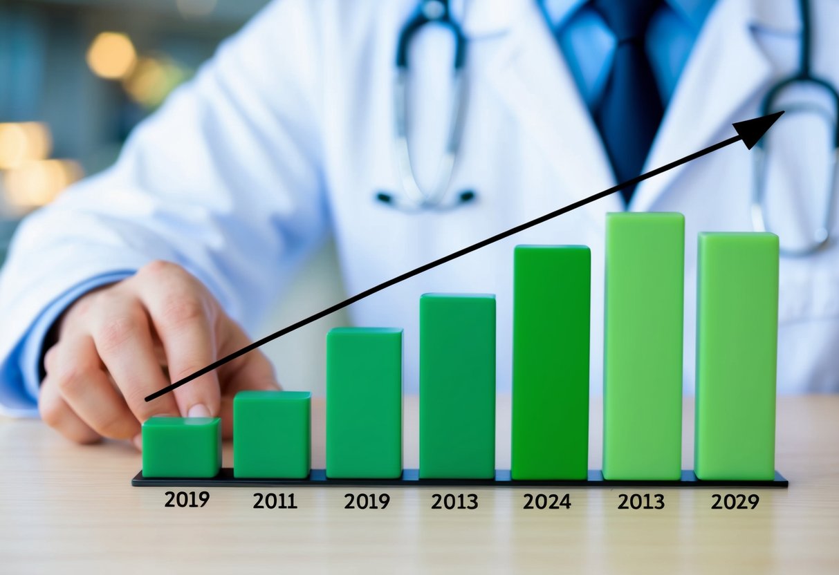 Un graphique montrant la croissance de l'impact d'UniHA sur le système de santé français, avec des statistiques clés affichées de manière visuellement attrayante.