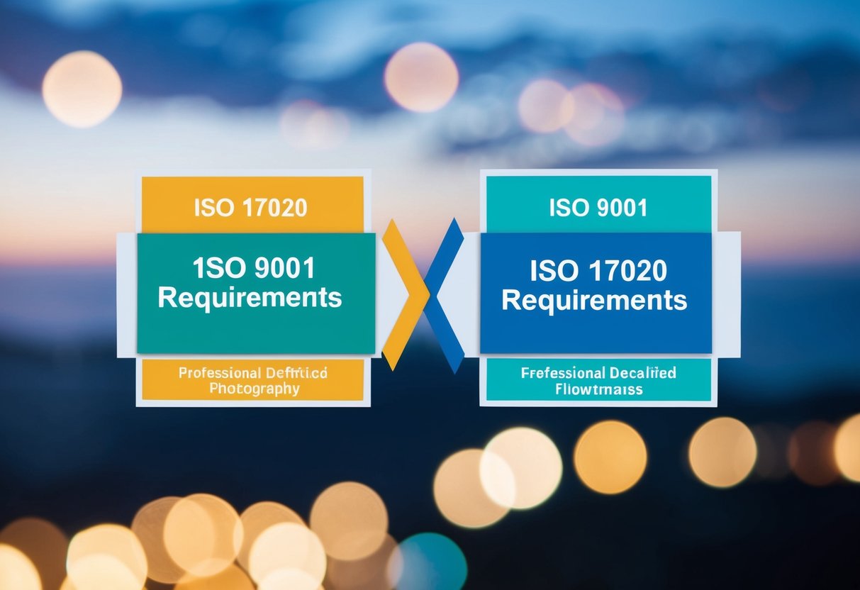 A flowchart comparing iso 17020 vs iso 9001 requirements