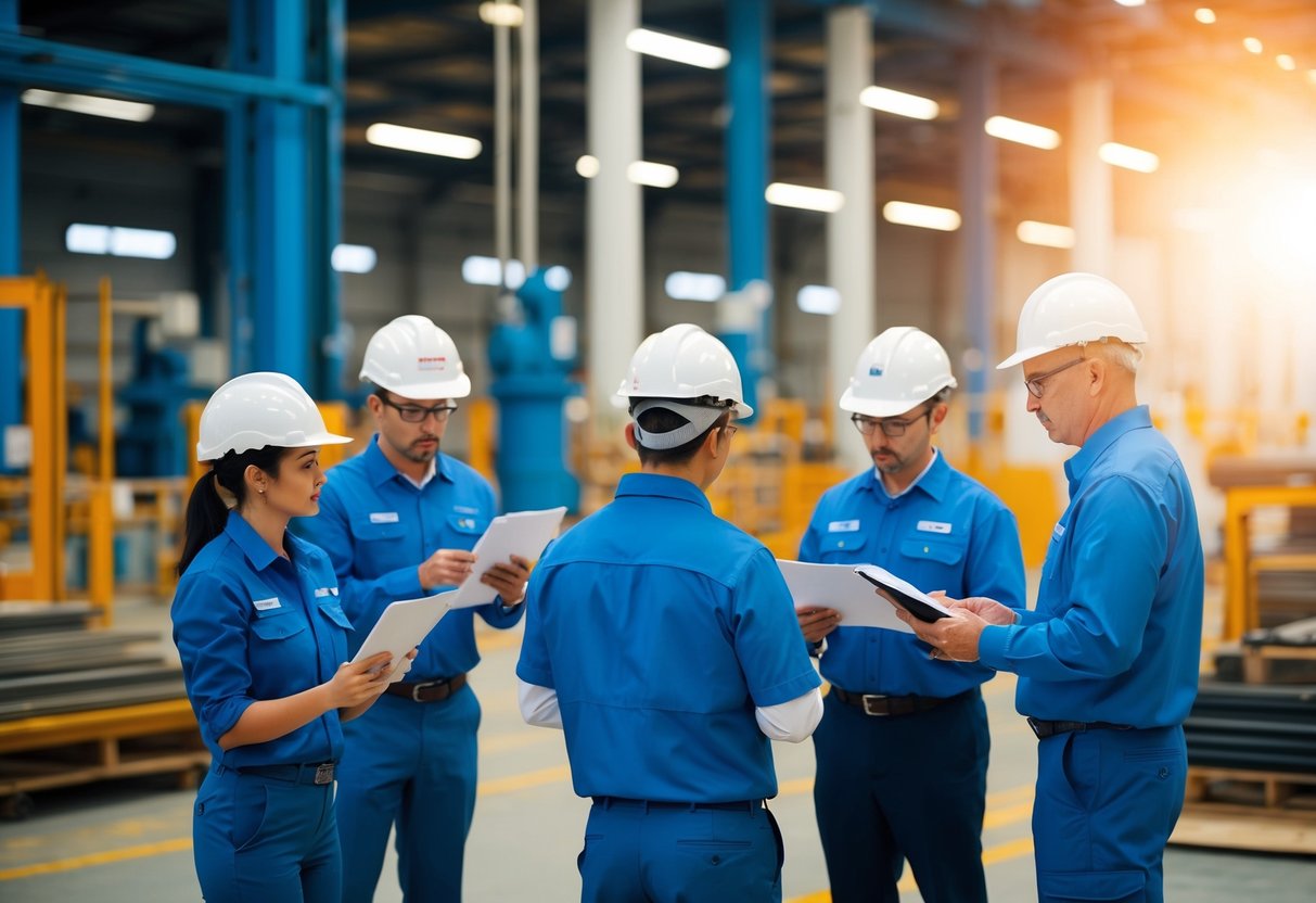 A group of inspectors conducting assessments in various industrial settings