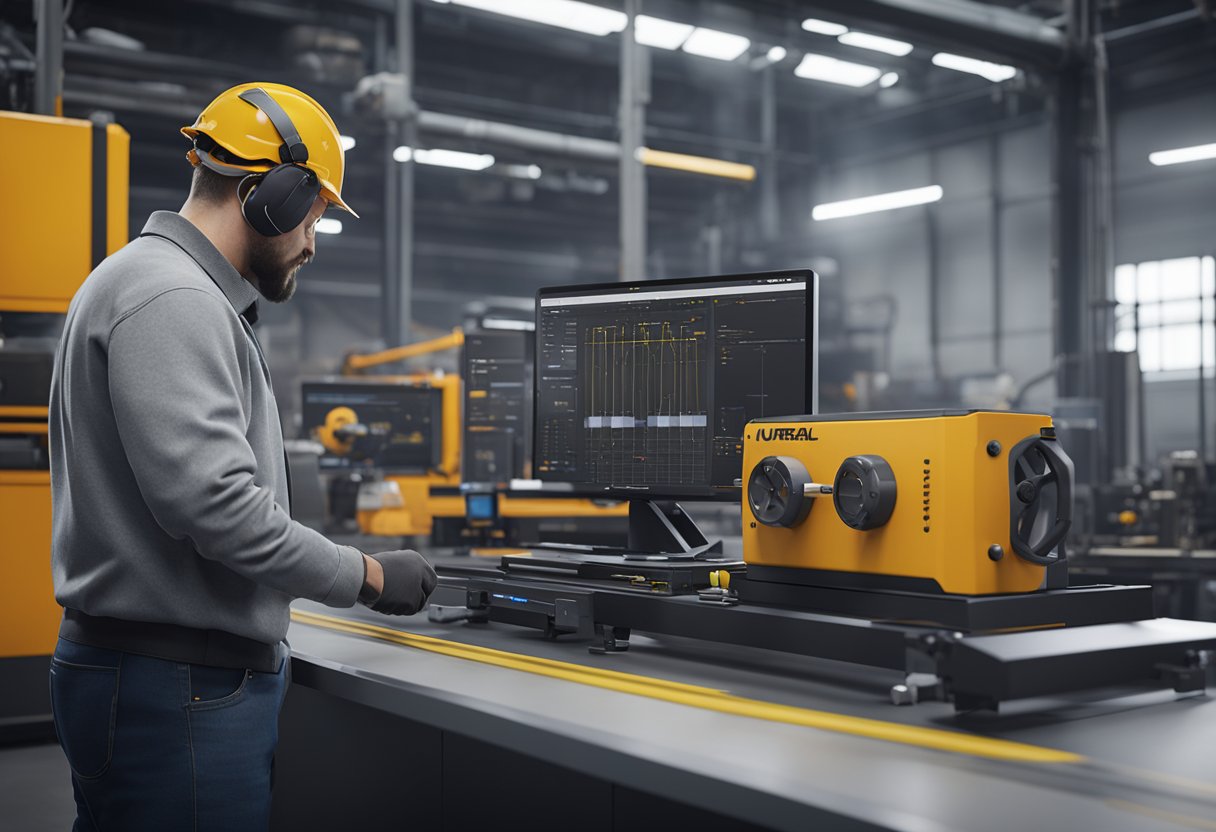 A technician using Accurex equipment to measure precision parts in a modern industrial setting