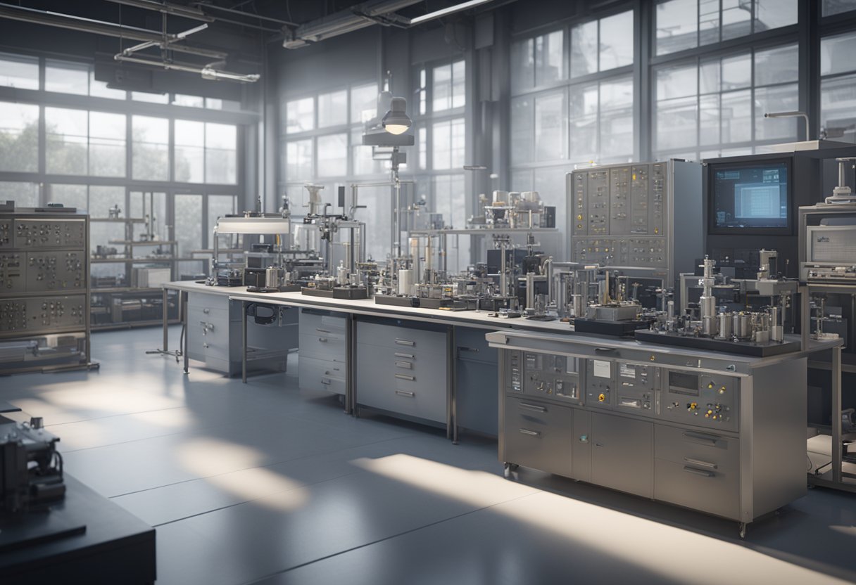 A laboratory setting with precision measurement equipment and instruments, displaying the evolution of Accurex's history and technological advancements