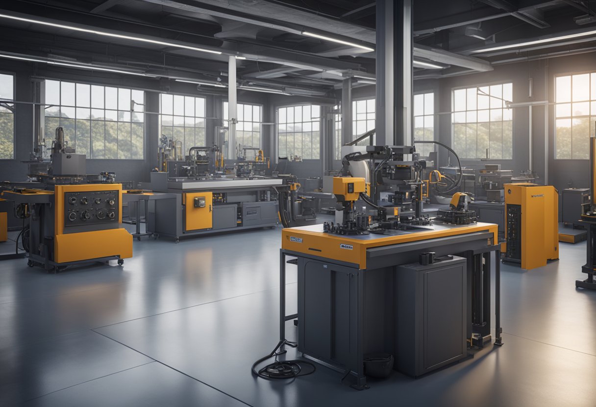 A precision engineering workshop with high-tech equipment and tools