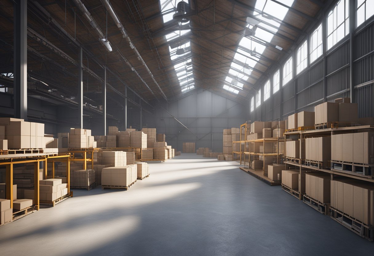 A warehouse with high-tech cameras and equipment for industrial photogrammetry systems