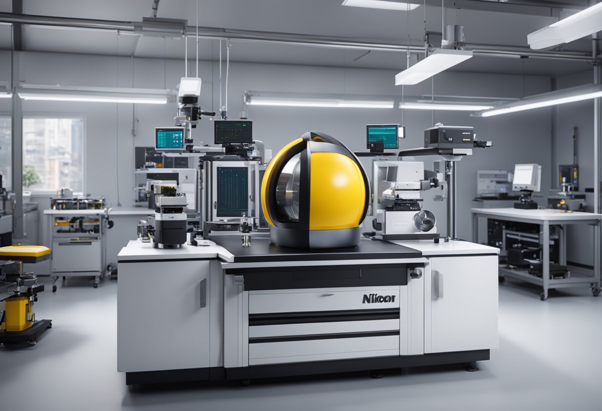 A Nikon precision measurement and imaging system in a clean, modern laboratory setting with advanced equipment and technology