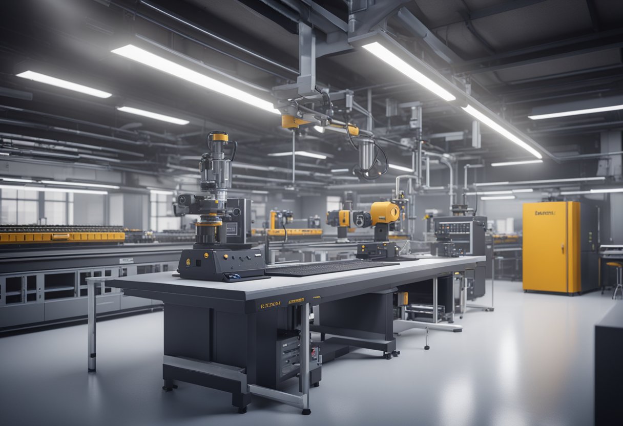 A high-tech industrial metrology lab with precision measurement equipment and advanced technology