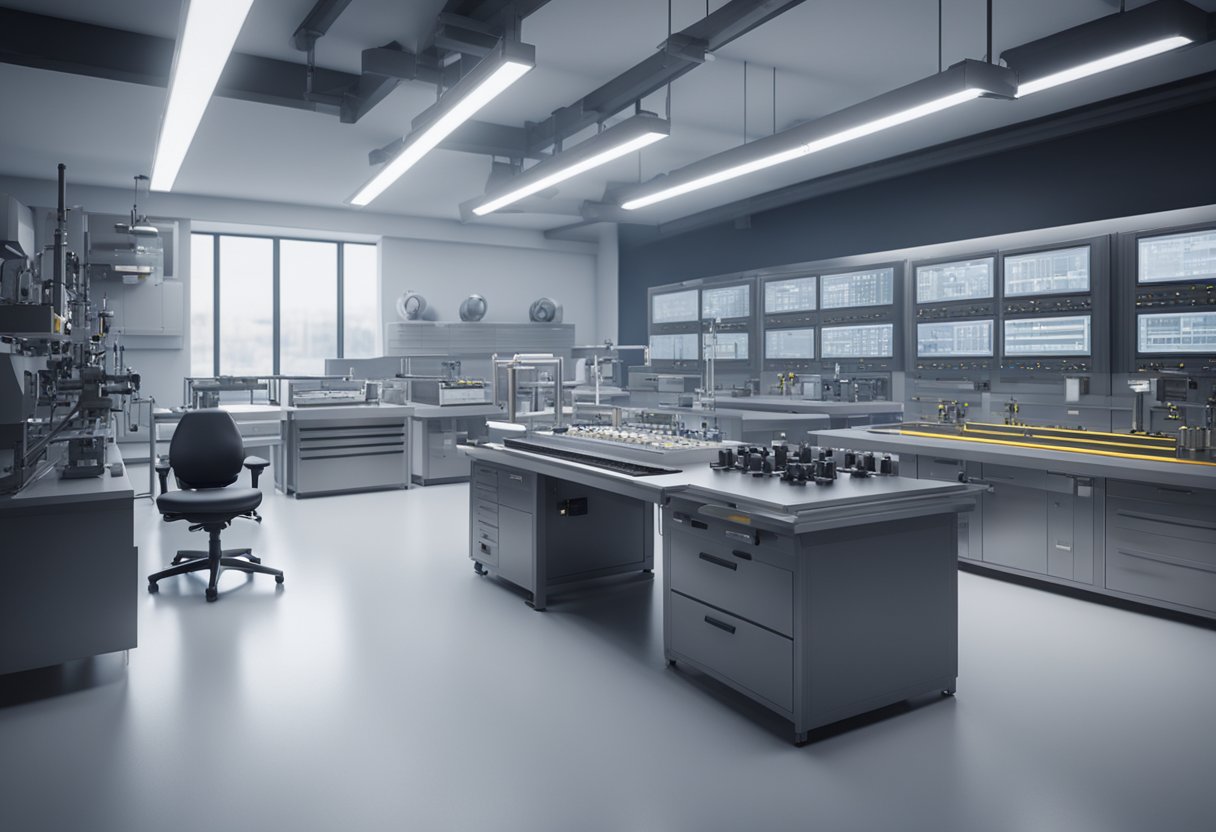 A technician calibrates precision instruments in a modern laboratory setting