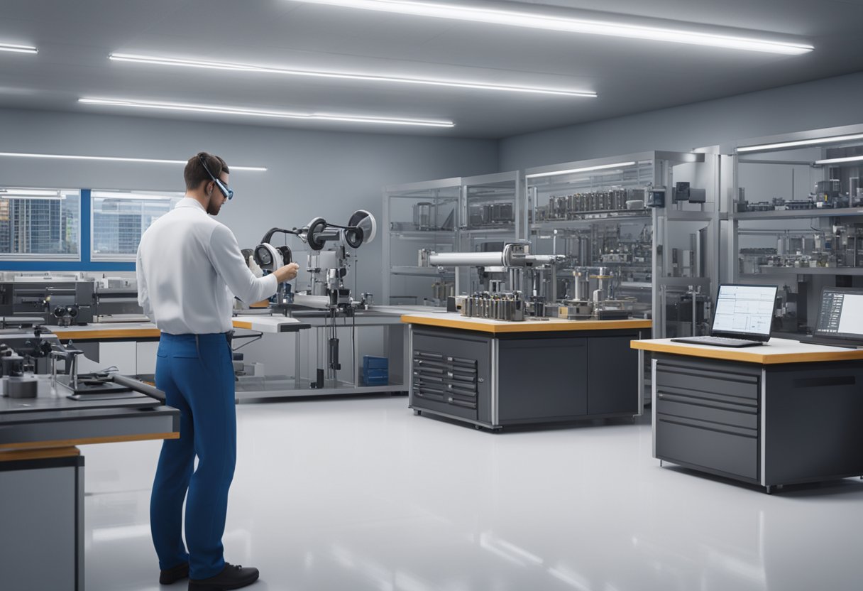 A technician calibrates precision instruments in a modern laboratory setting for metrology jobs in Ohio