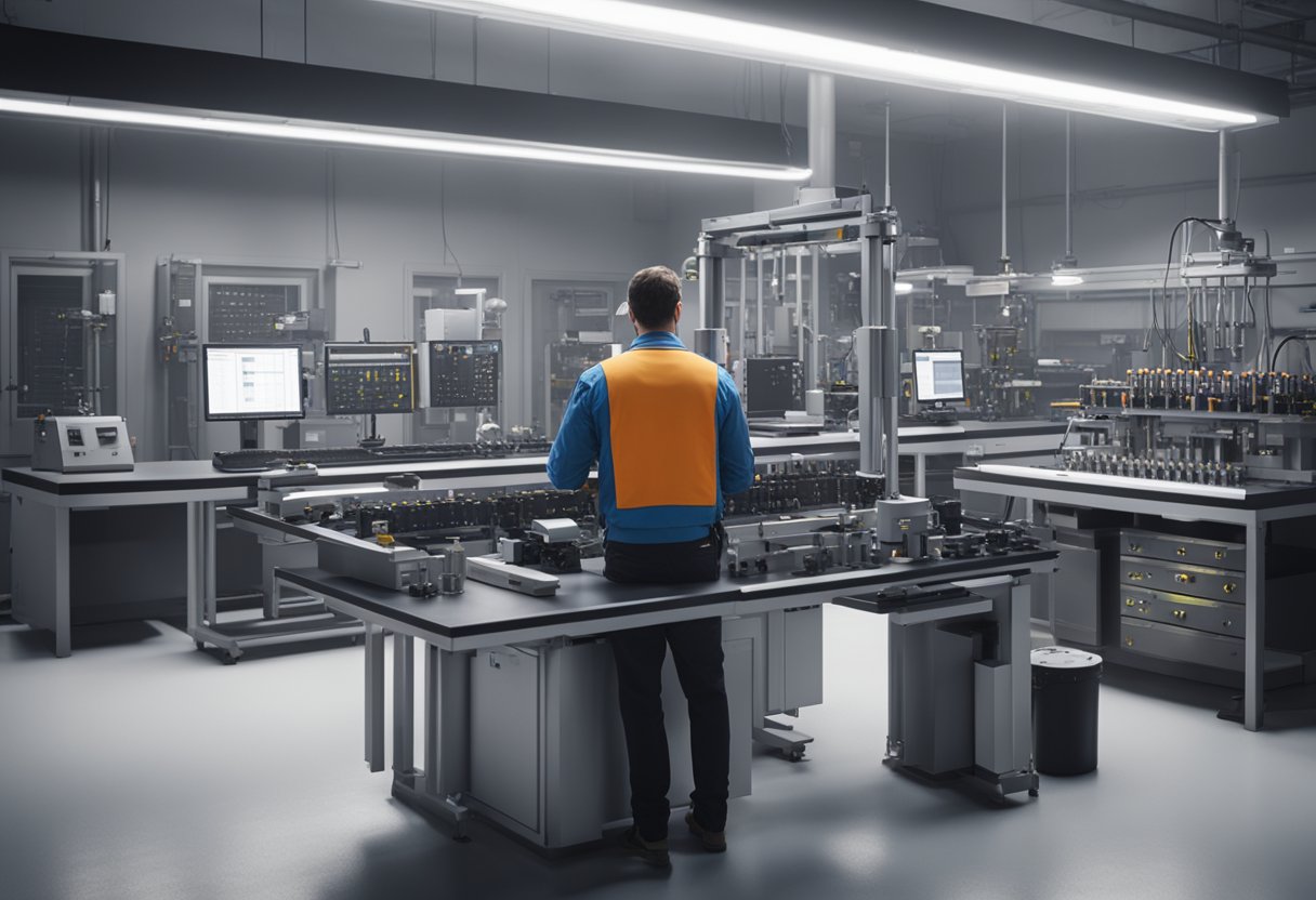 A metrology technician calibrates precision equipment in an Ohio laboratory