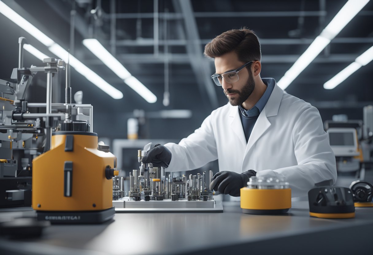 A technician calibrates precision instruments in a modern laboratory setting