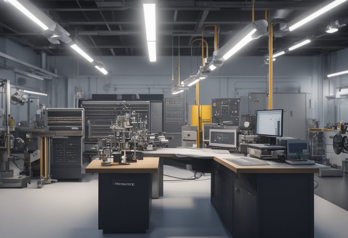 A technician calibrates precision instruments in a Pennsylvania metrology lab