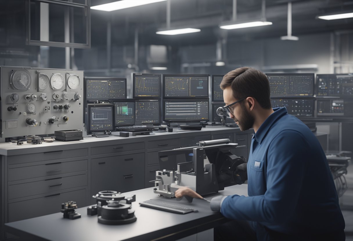 A technician calibrates precision instruments in a Pennsylvania metrology lab