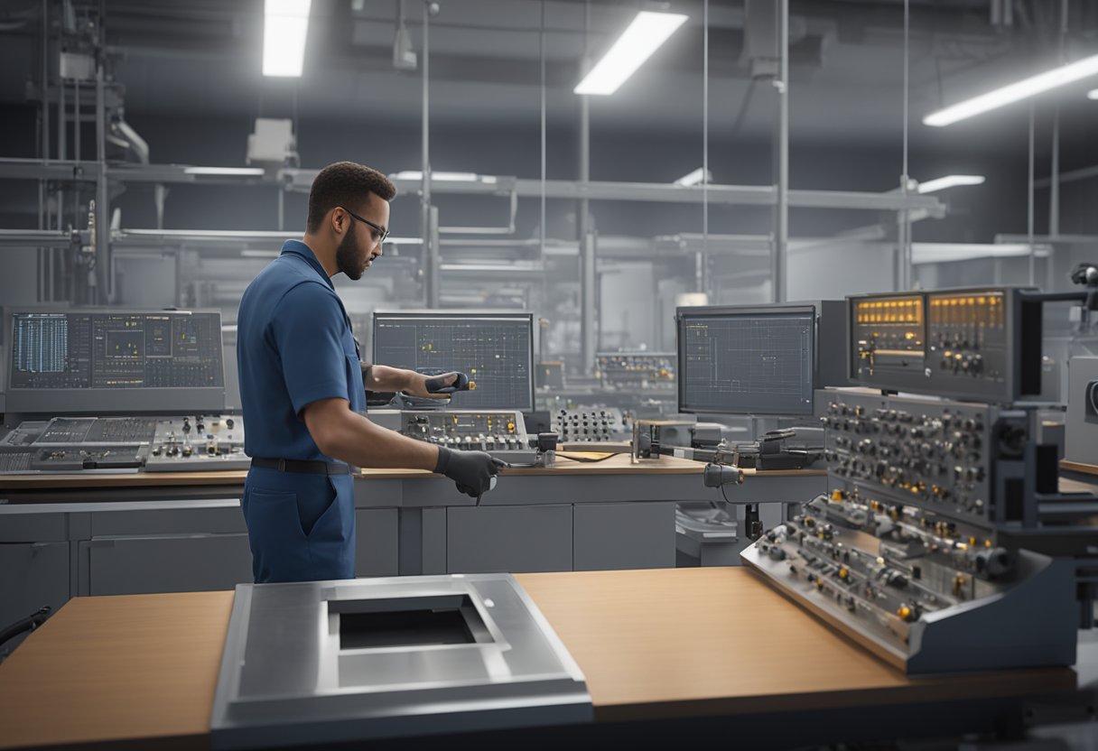 A technician calibrates precision instruments in a North Carolina metrology lab