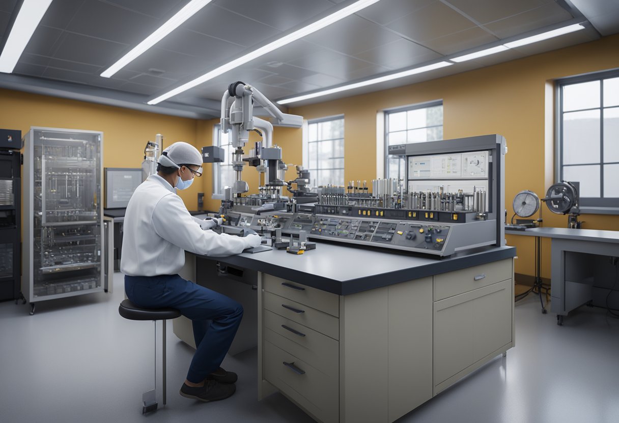 A laboratory technician calibrates precision instruments in a North Carolina metrology lab, ensuring compliance with regulatory standards