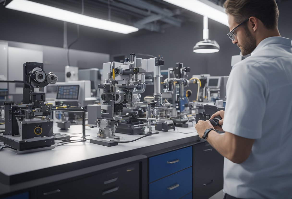 A technician using advanced equipment to measure and analyze precision components in a Florida metrology lab