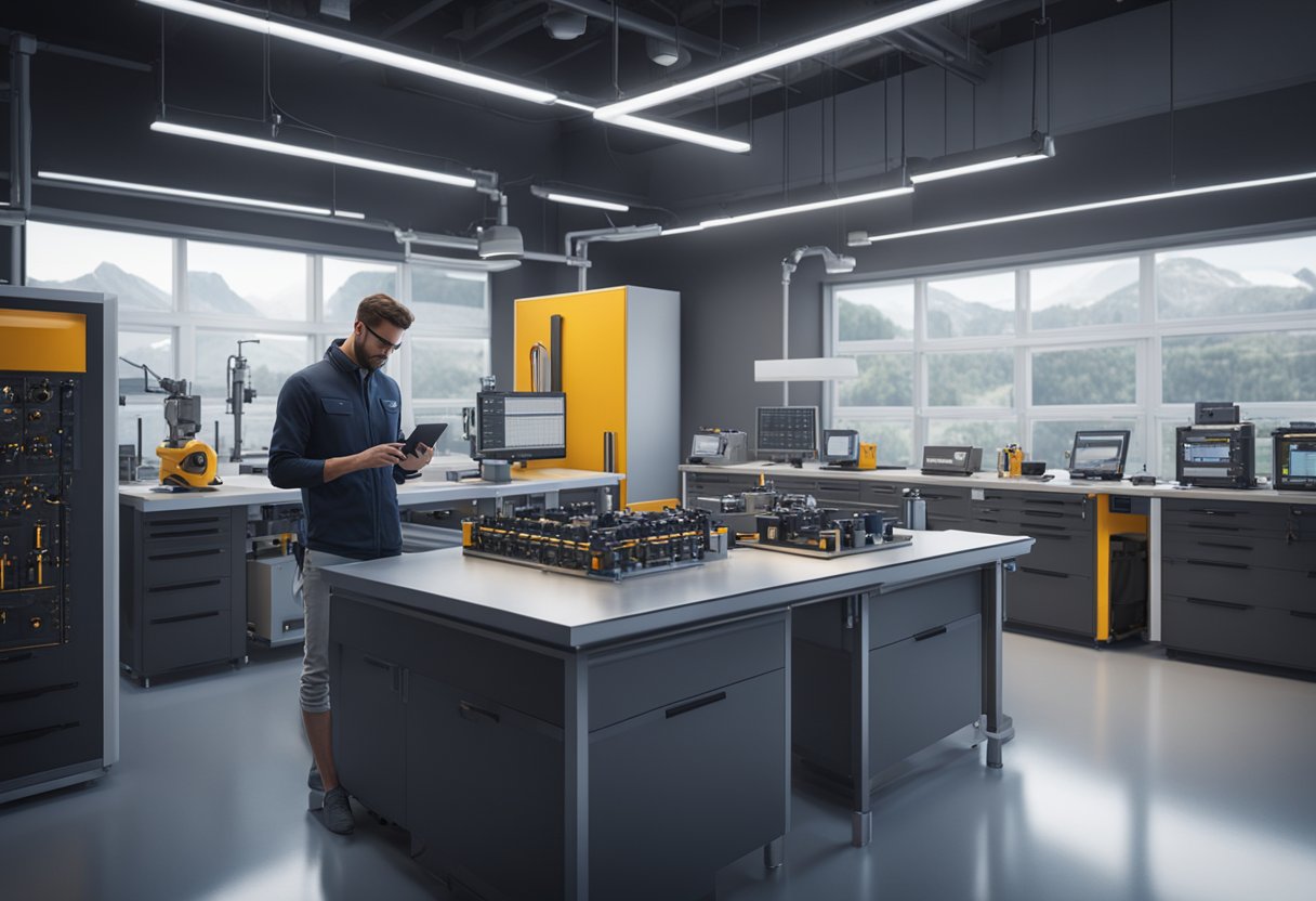 A technician calibrates precision instruments in a modern lab setting