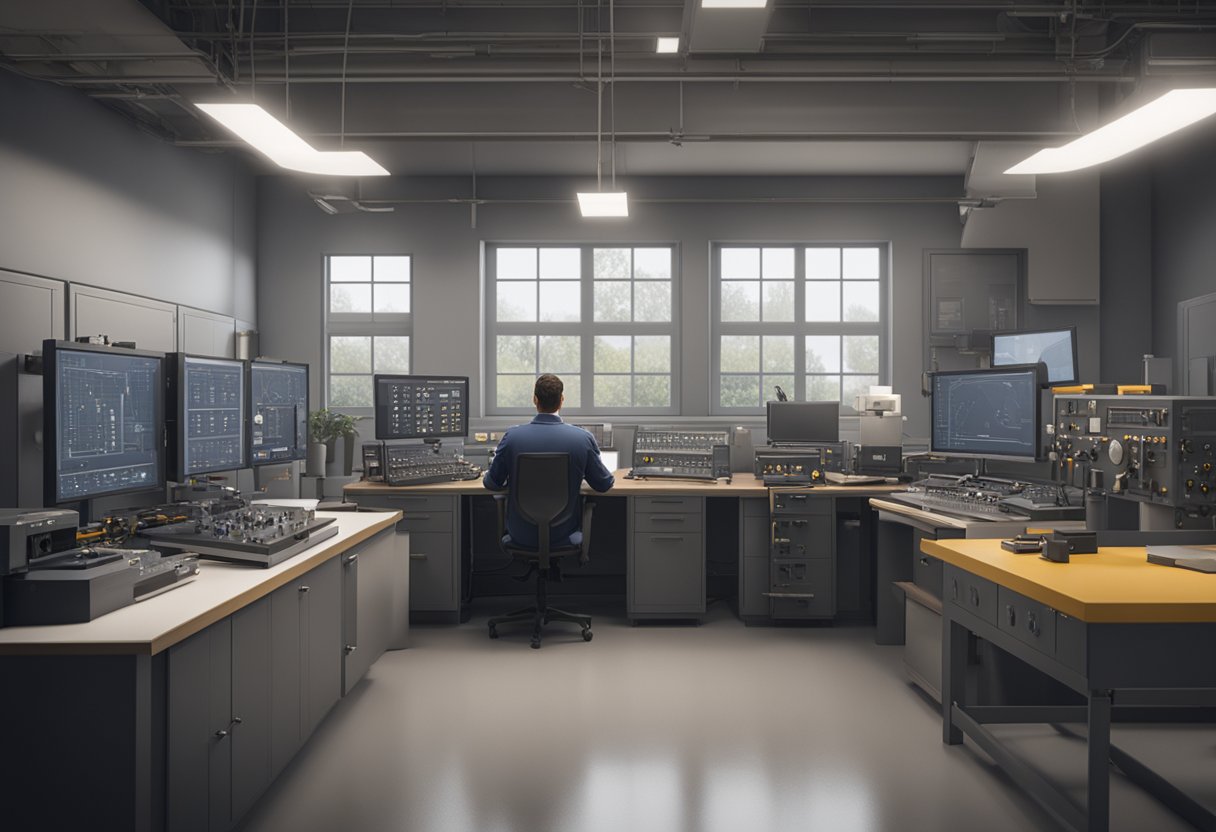 A technician calibrates precision instruments in a Wisconsin metrology lab