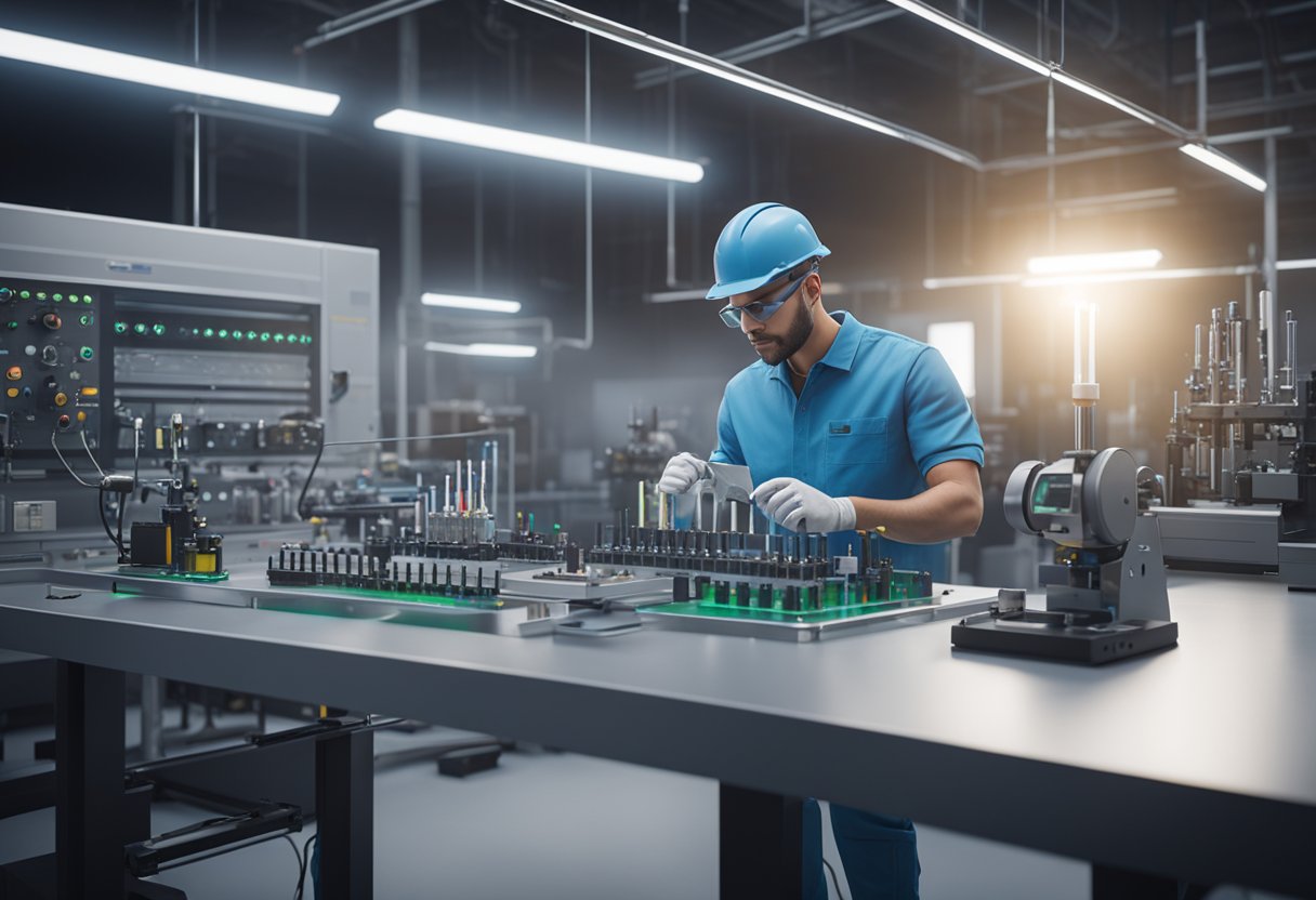 A technician calibrates precision instruments in a modern laboratory setting