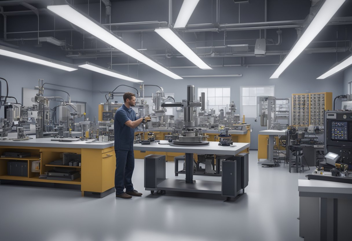 A technician calibrates precision instruments in a Tennessee metrology lab