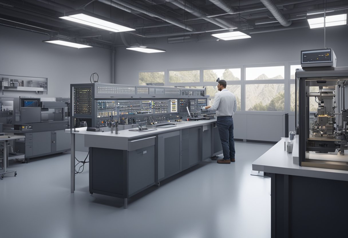 A technician calibrates precision instruments in a clean, well-lit lab in Arizona