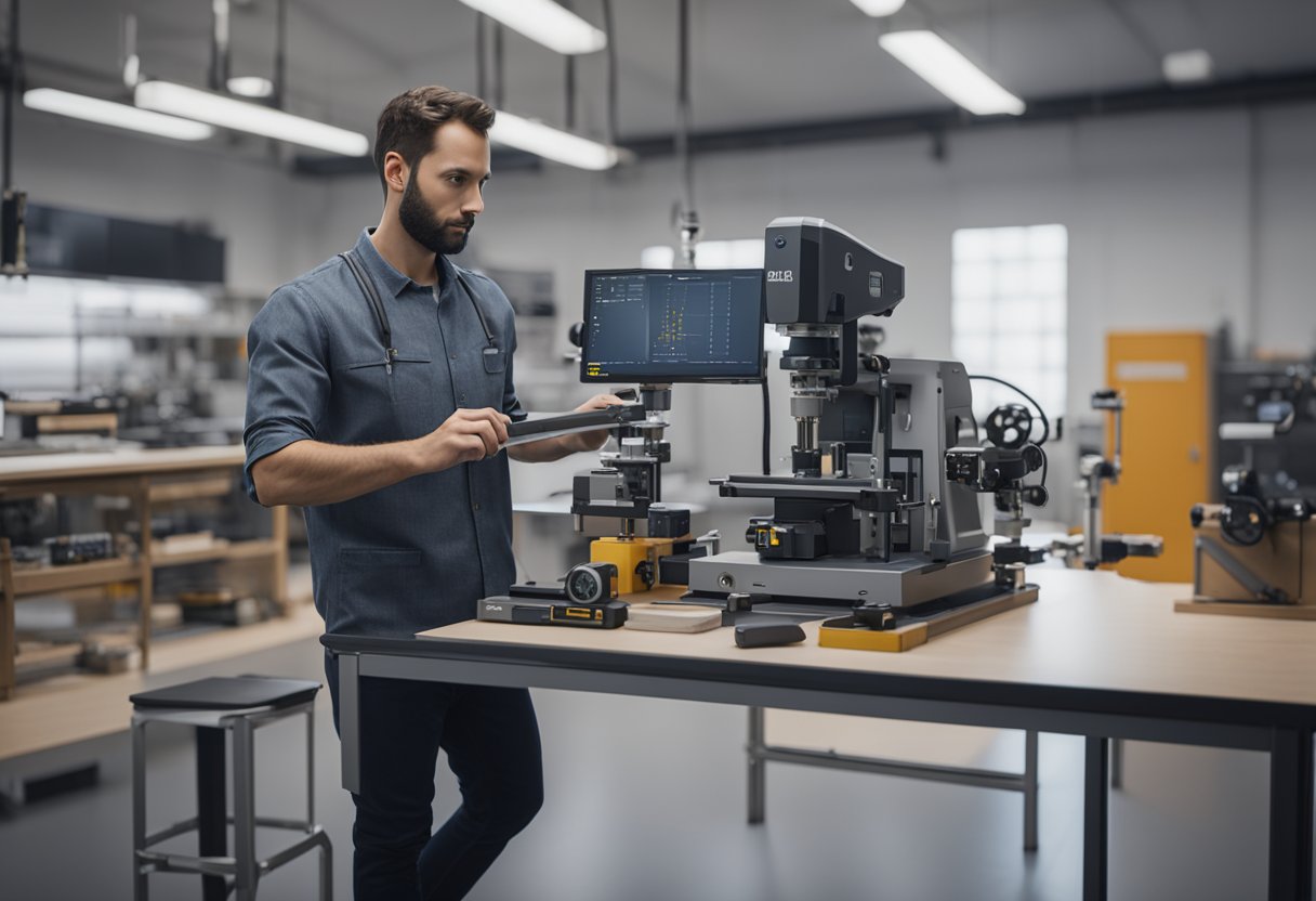 A technician calibrates precision instruments in a Massachusetts metrology lab