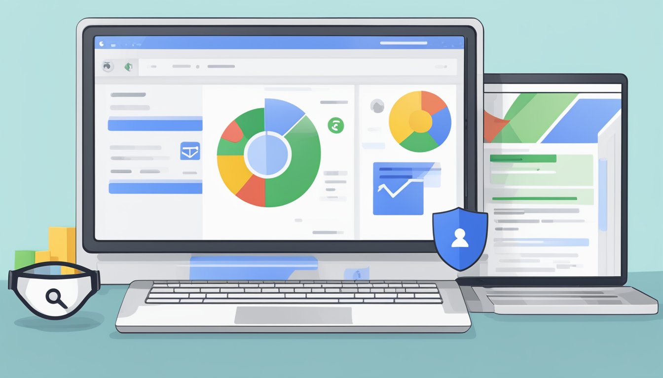 En dataskjerm som viser Google Tag Manager-grensesnittet med sikkerhets- og personverninnstillinger
