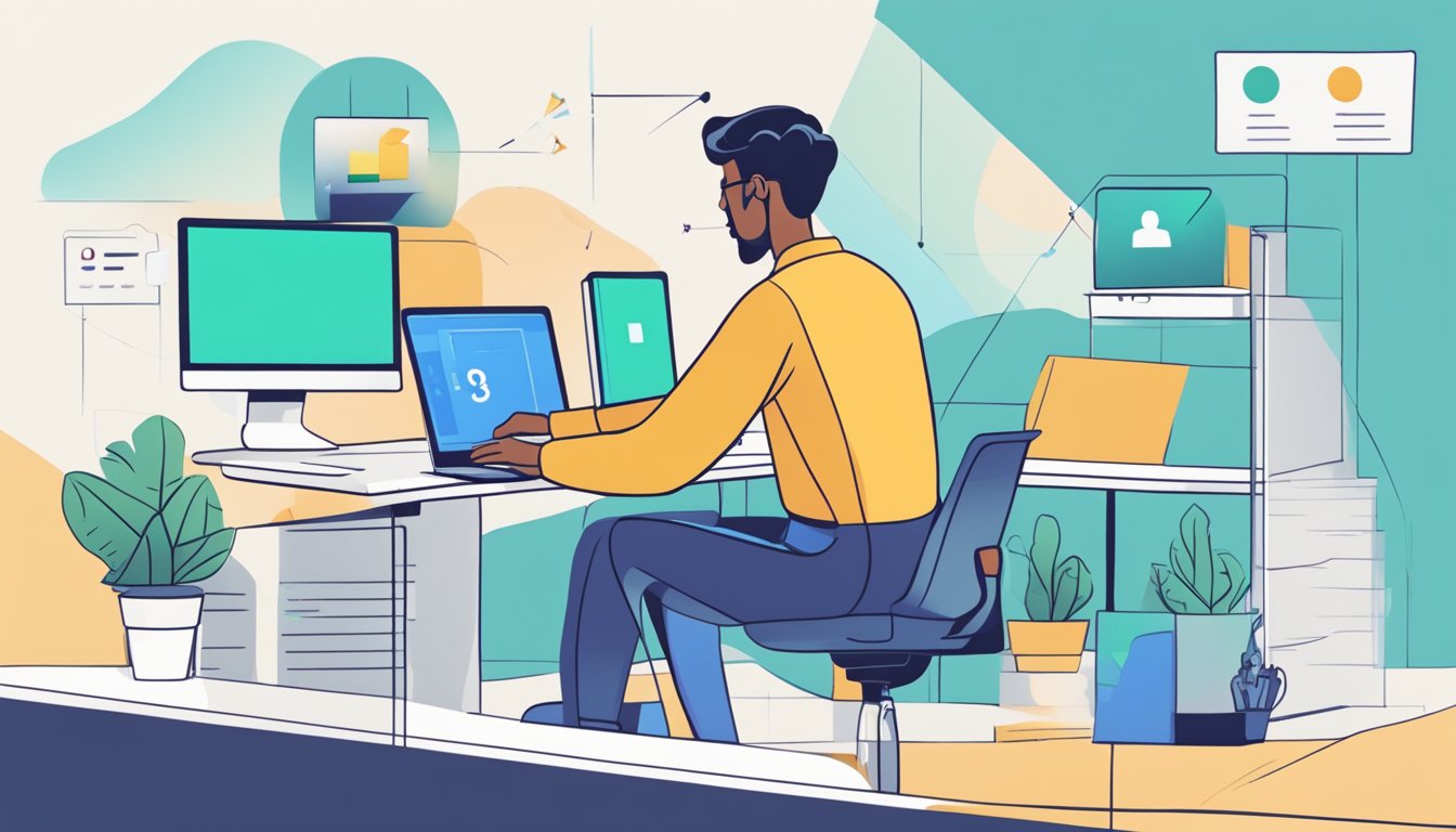 En person som bruker en datamaskin for å feilsøke og teste Google Tag Manager