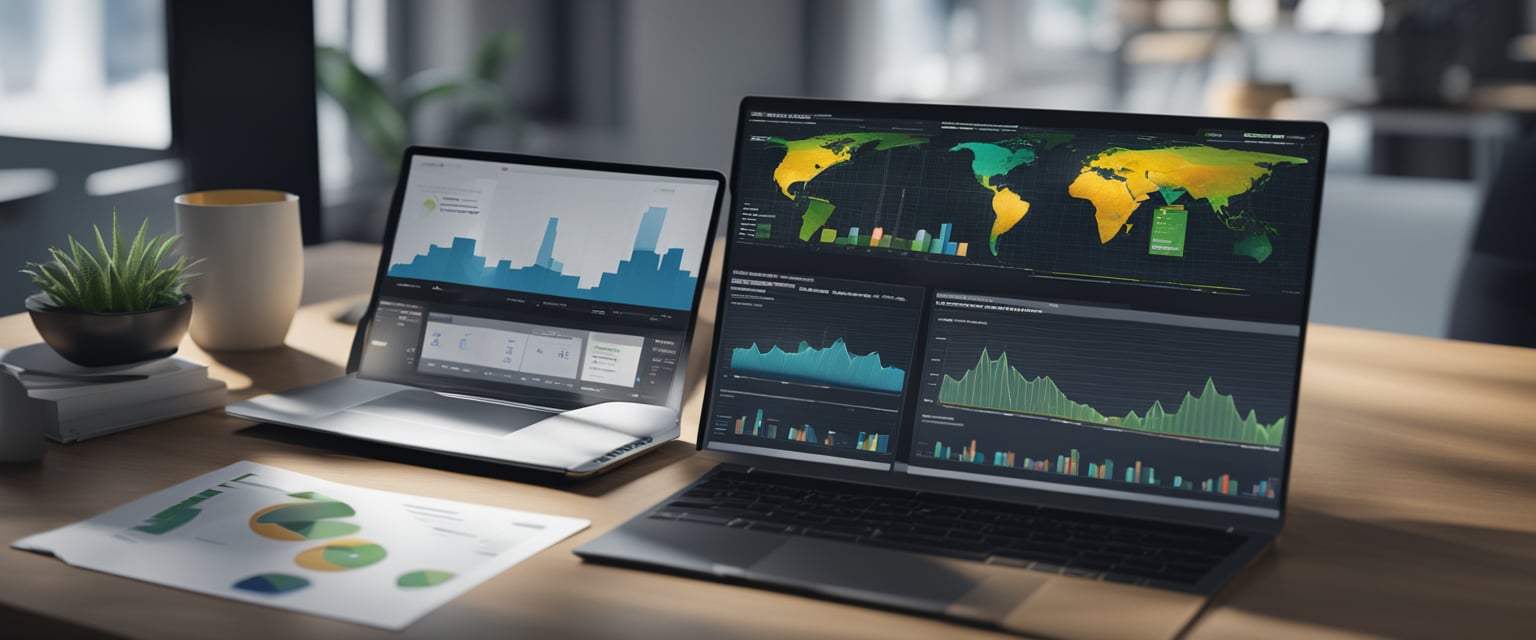 Ein Computerbildschirm, der verschiedene Website-Analyse-Diagramme und -Grafiken anzeigt