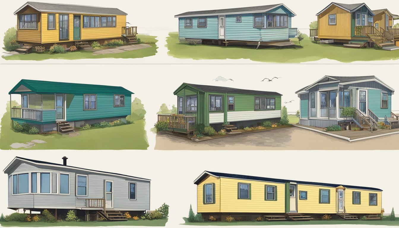 A timeline of double wide mobile homes from the early 20th century to the present, showing changes in design and construction methods