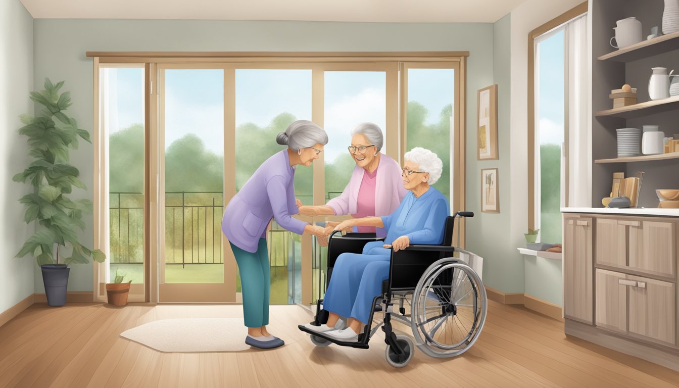 A caregiver providing in-home elder care adjusts their routine to accommodate the unique needs of their client, while considering legal regulations and ethical considerations