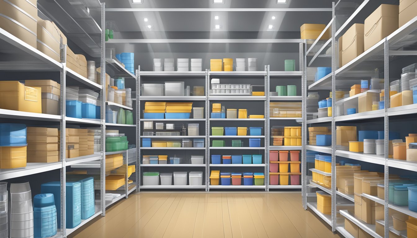 A neatly organized storage system with clearly labeled containers and shelves, showcasing the efficiency of the labeling system