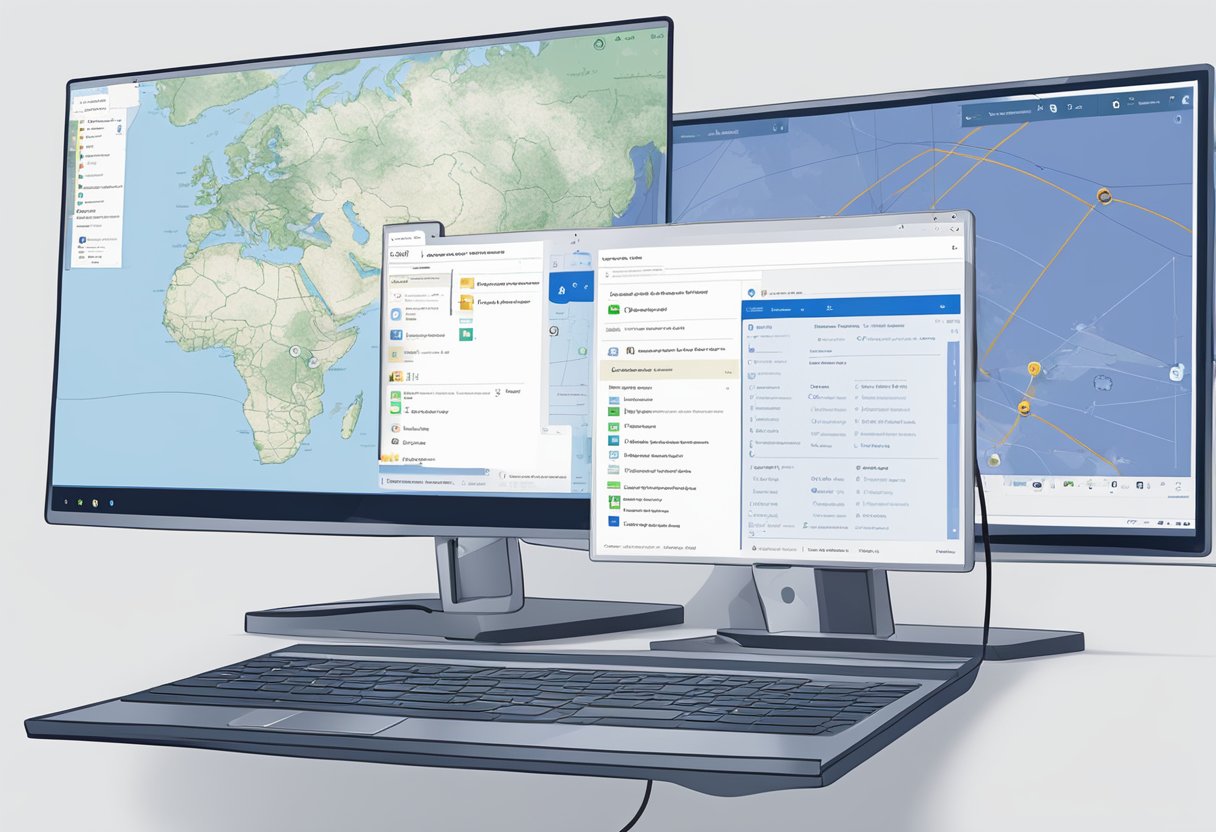 A computer screen displaying the Windows 10 interface with a VPN connection established and a network drive being mapped