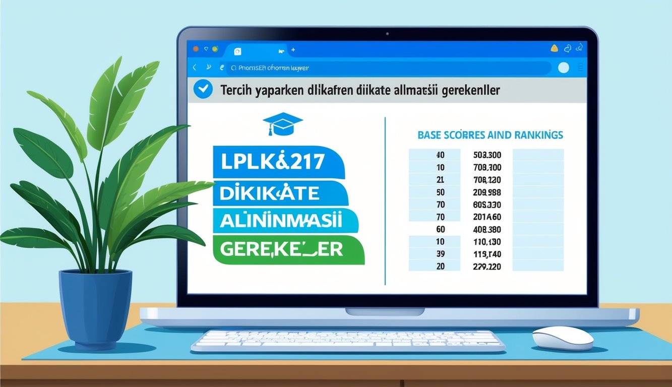 "Tercih Yaparken Dikkate Alınması Gerekenler" başlıklı bir web sayfasını gösteren bir bilgisayar ekranı ve 2024 için elektronik mühendisliği taban puanları ve sıralamaları listesi