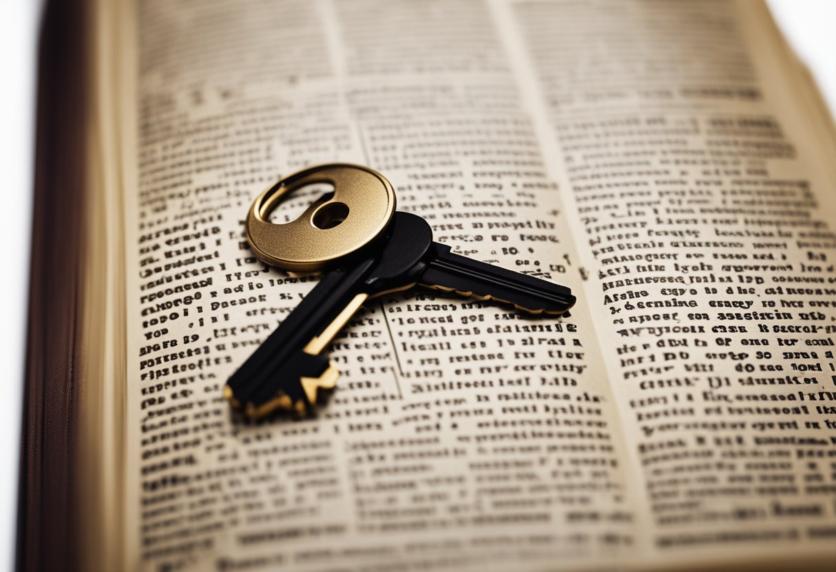 An open book with various types of APIs listed, and a hand inserting a key into a keyhole on the book