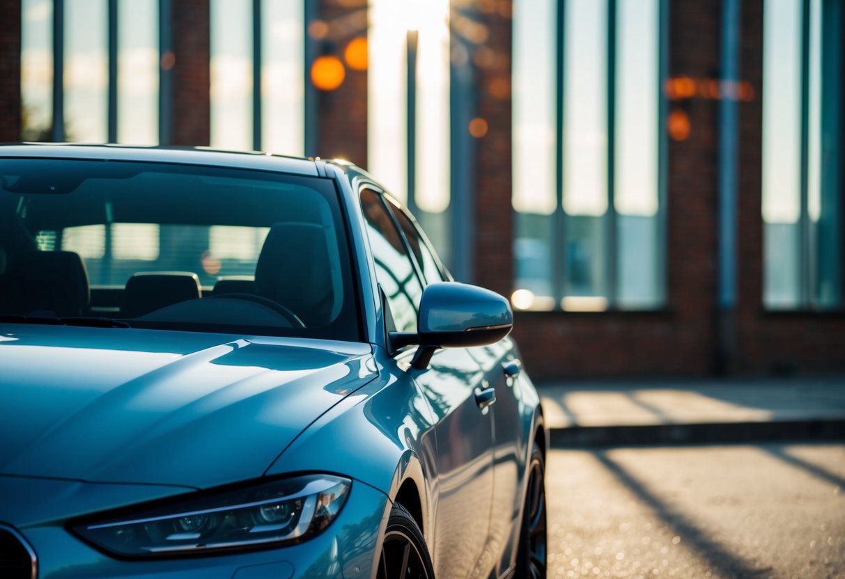 A car parked in the sun with window tinting, heat waves visible outside