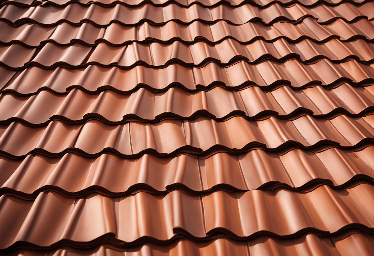 A house with a sloped roof covered in terracotta tiles. The tiles are arranged in overlapping rows, creating a durable and weather-resistant roofing material