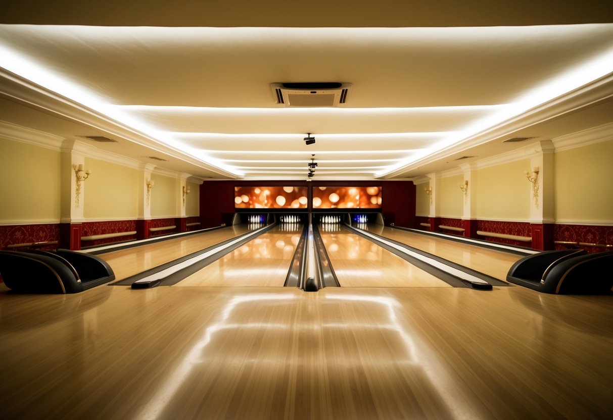 A luxurious private bowling alley in a grand mansion