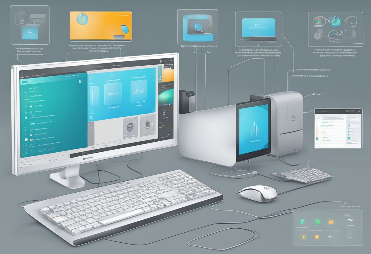 A computer screen displaying the Logitech Connection Utility interface with various advanced features and customization options