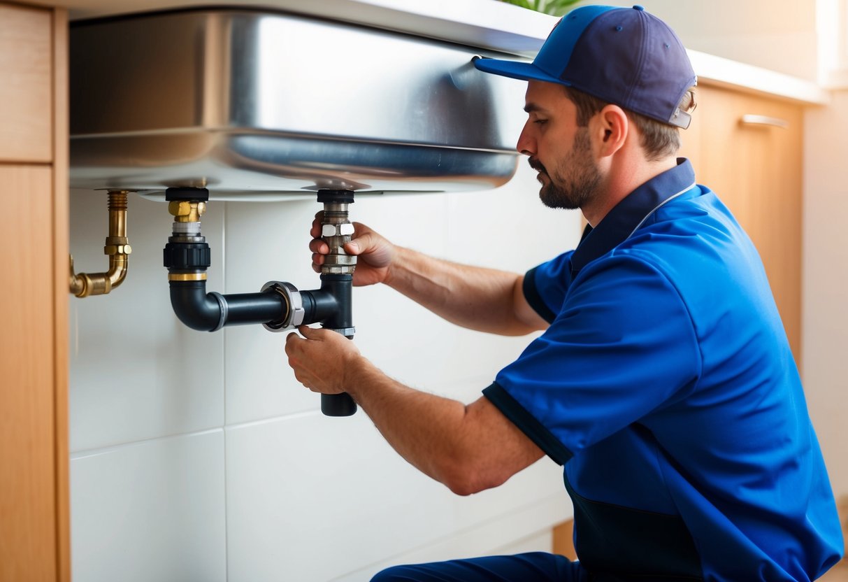 A plumber in TTDI fixing a leaky pipe under a sink