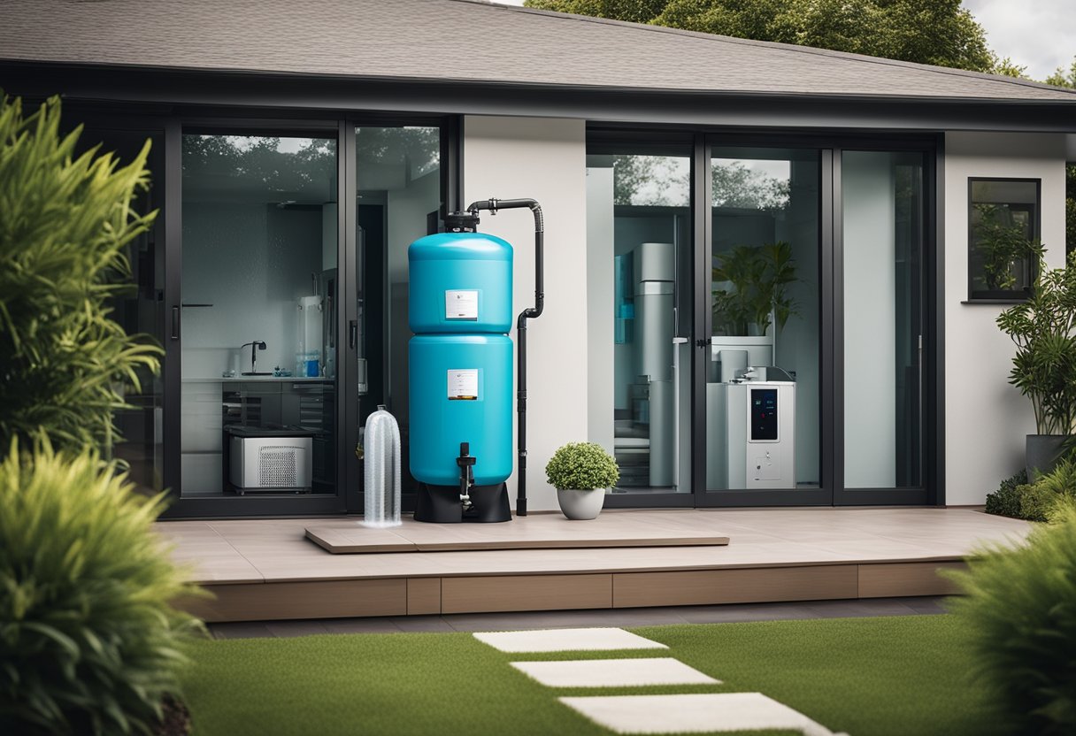 A modern home with a 3M Aqua-Pure whole house water filtration system installed, surrounded by the top 7 whole house water filtration systems of 2024