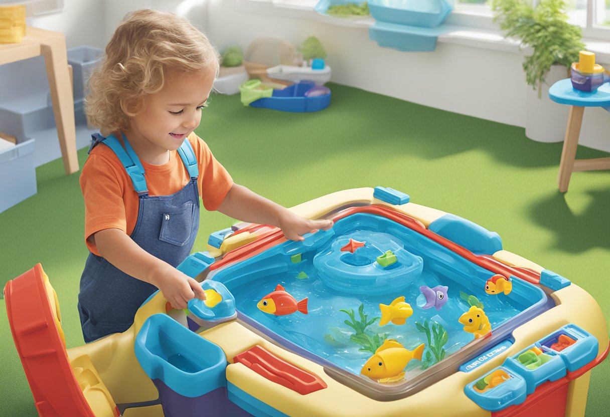 A child plays with AquaPlay 1660 LockBox 7, learning about water through interactive educational toys