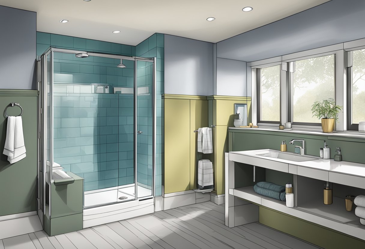 A bathroom with a Kohler Wellworth dual-flush toilet, surrounded by modern fixtures and a water-efficient design