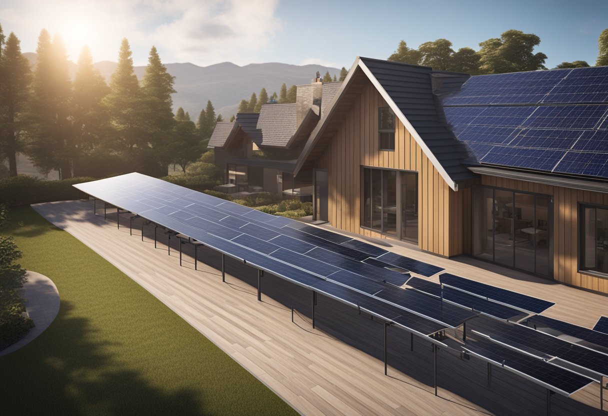 A side-by-side comparison of a solar panel and traditional power source with a chart showing cost savings over time