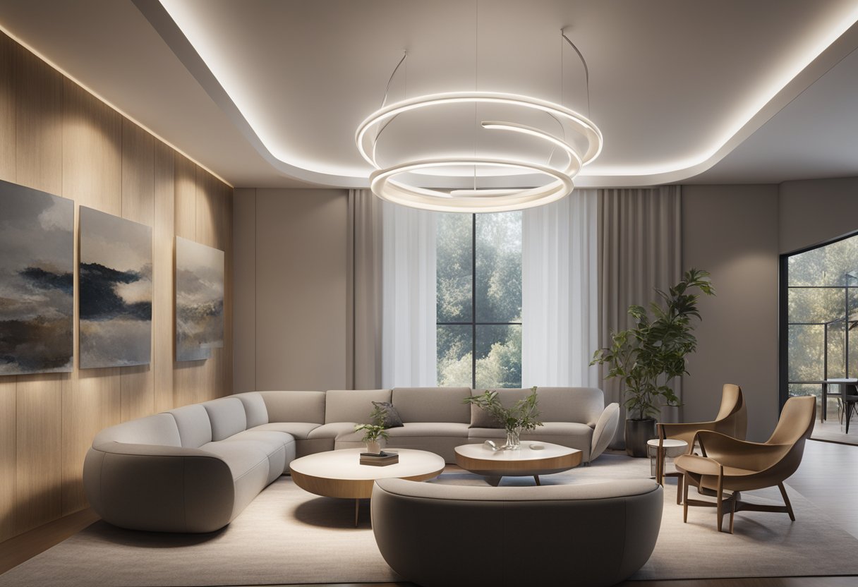 A modern, sleek LED light fixture illuminates a room with bright, eco-friendly light. The design is versatile and flexible, showcasing its game-changing capabilities