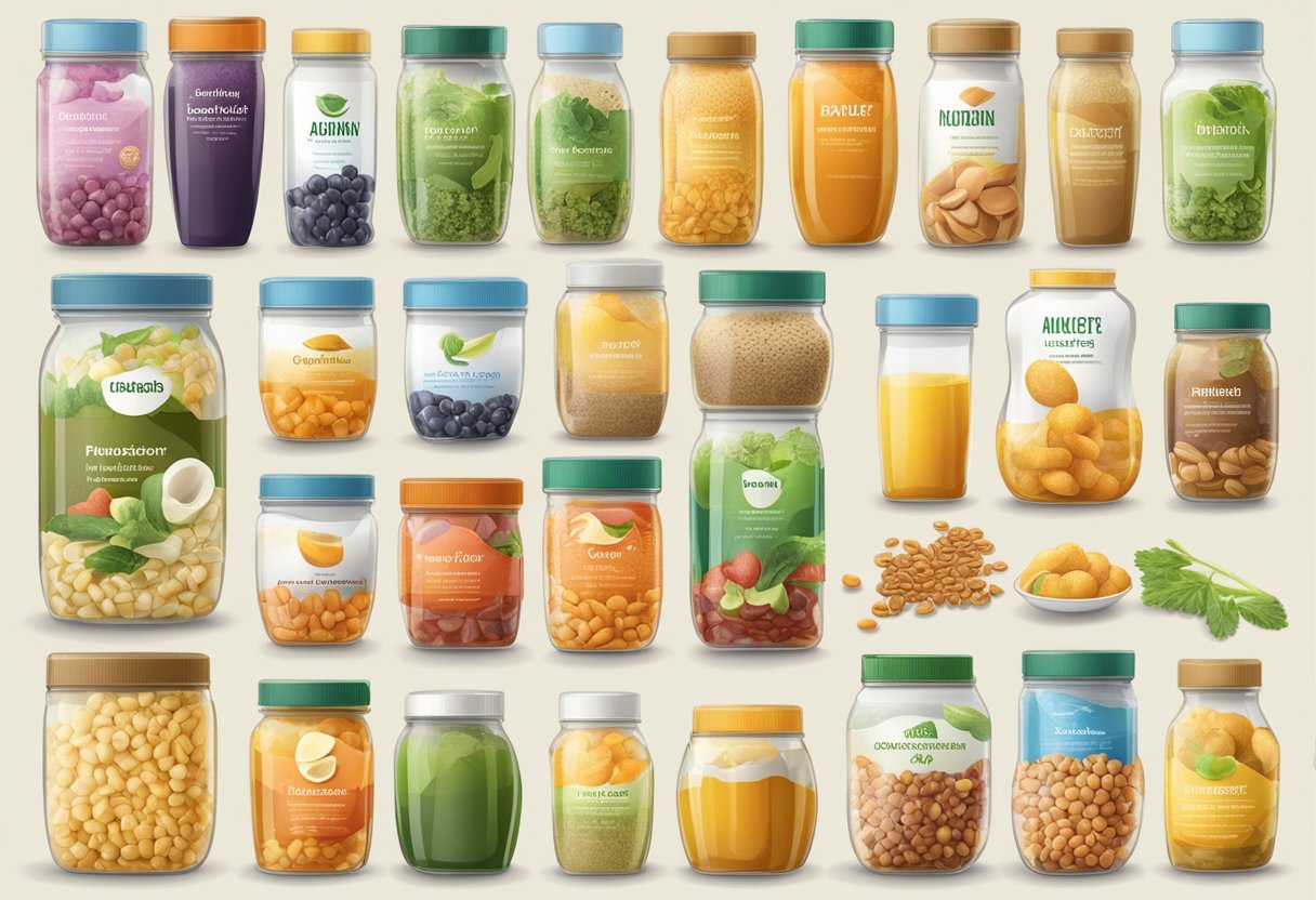 A variety of nutrient-rich foods displayed with positive reviews and purchasing options