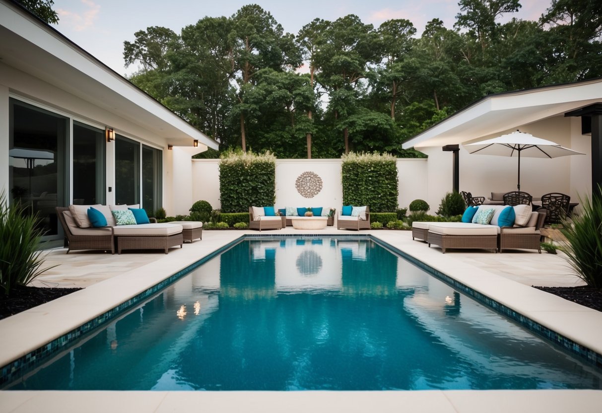 A luxurious custom pool in Atlanta with unique water features and modern outdoor living amenities