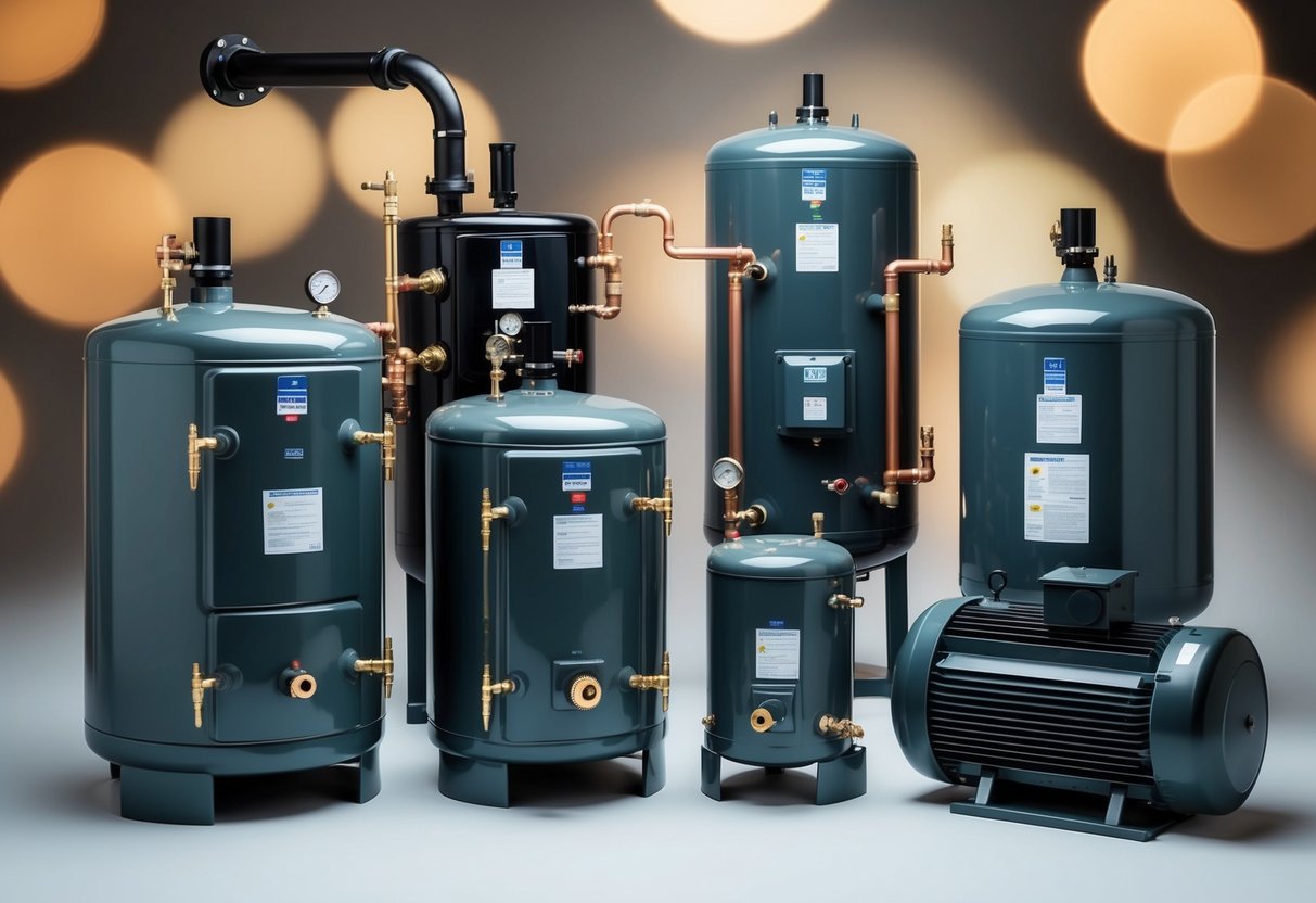 A variety of boilers, including fire-tube, water-tube, and electric, arranged in a clear and organized manner for easy identification and understanding