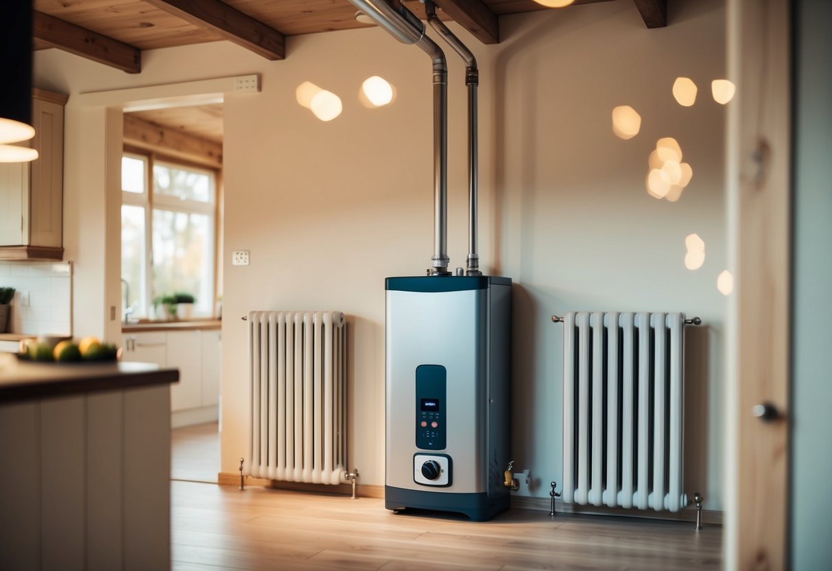 A cozy home with a boiler system, radiators, and a water heater, all working efficiently to provide warmth and hot water