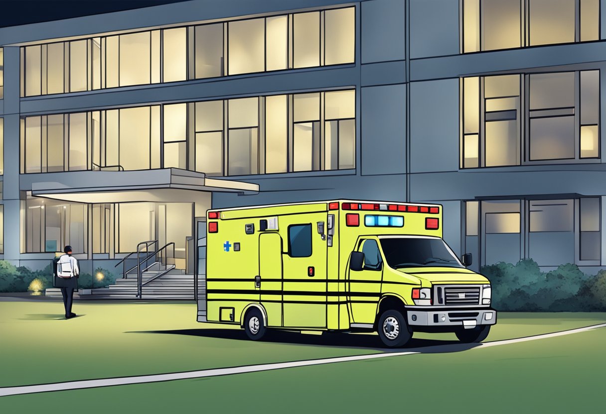 Ambulância Psiquiátrica: Serviços Essenciais e Protocolos de Atuação 1 Uma ambulância psiquiátrica estacionada do lado de fora de um hospital, suas luzes piscando enquanto a equipe médica atende a um paciente em apuros.