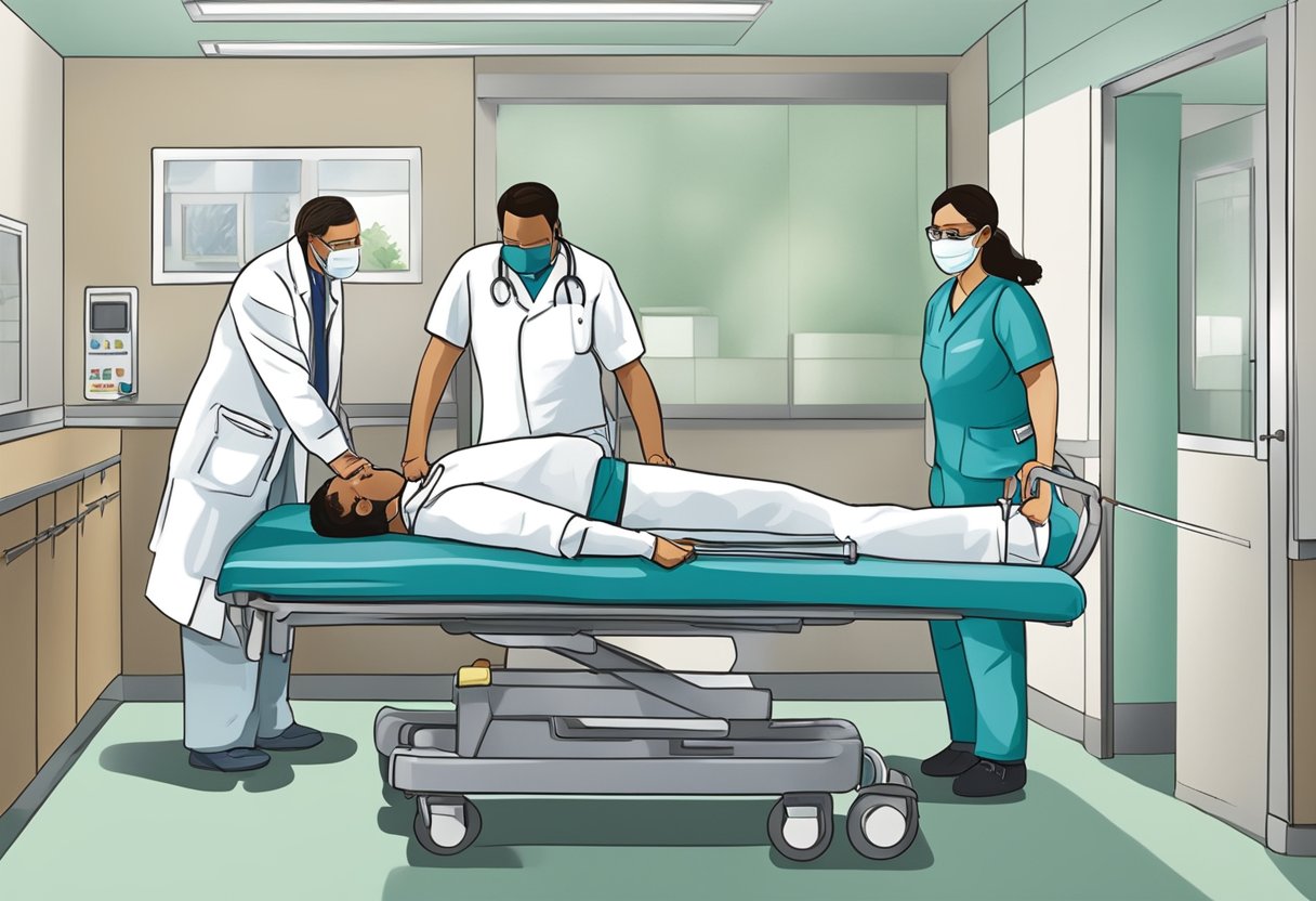 Internar Contra a Vontade: Aspectos Legais e Éticos 2 Uma pessoa sendo contida por funcionários médicos em um quarto de hospital