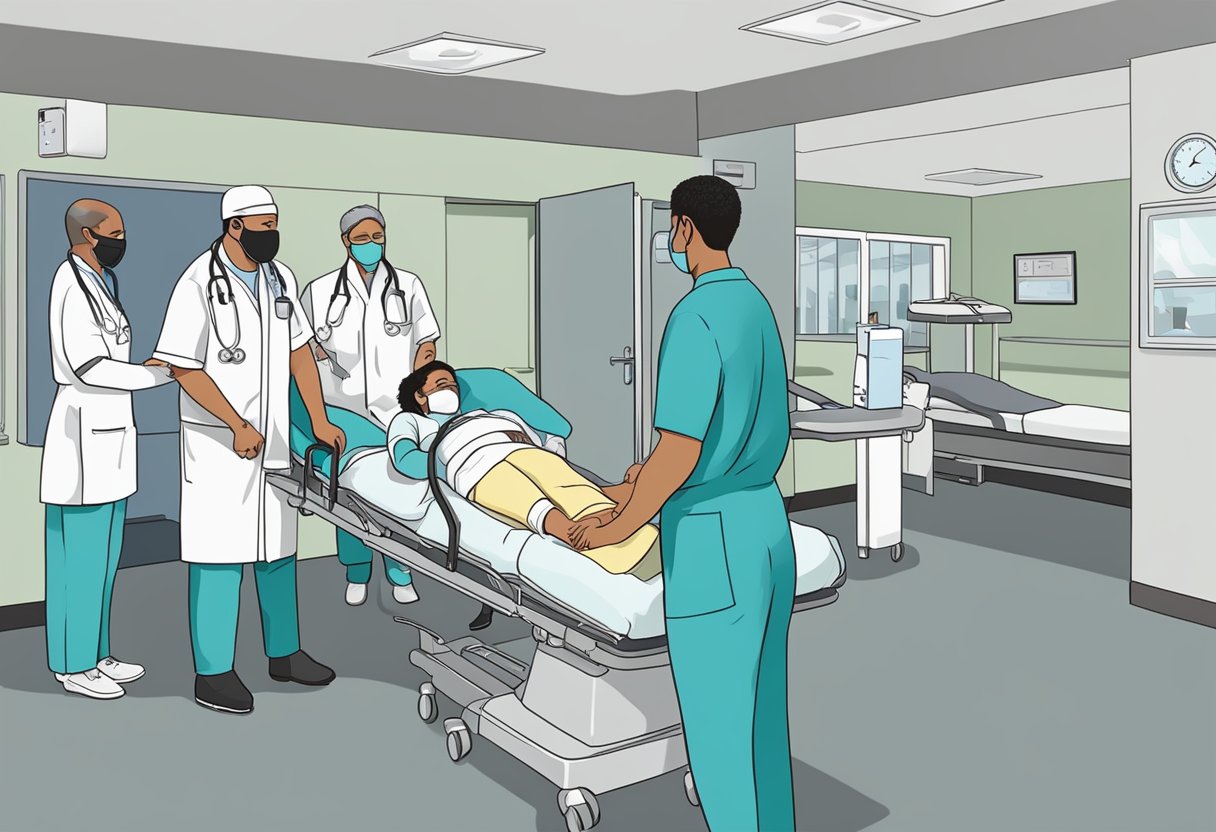 Internar Contra a Vontade: Aspectos Legais e Éticos 4 Uma pessoa sendo contida por funcionários médicos em um ambiente hospitalar